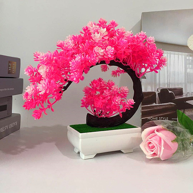 Bonsai Garden Sushi - Planta simulada, flor artificial, chávena de